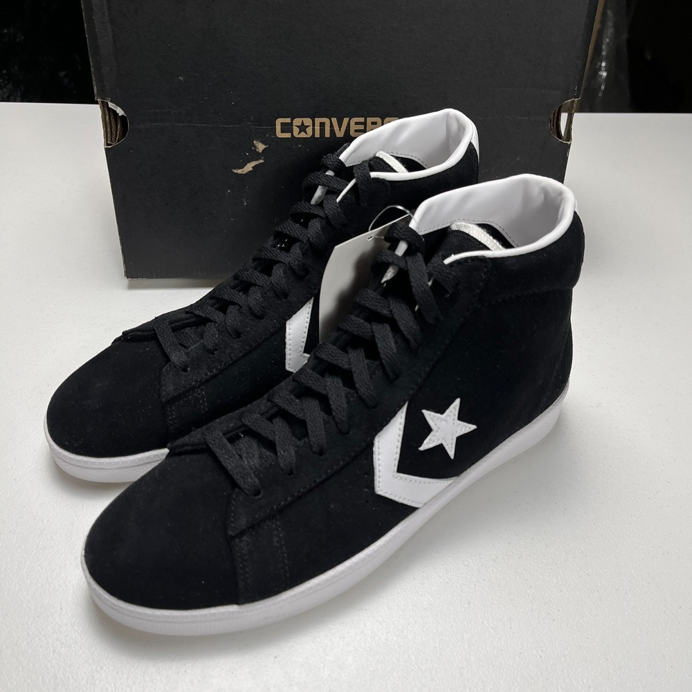 Converse Pro Leather Mid Sneakers Unisex M9/W10.5 Black White Leather 135705C